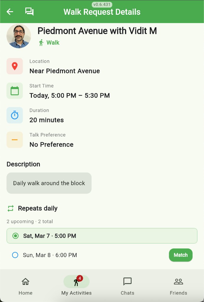 Togetherhood — Walk Request details